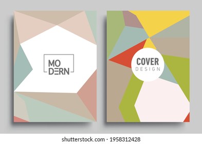 Modern geometric abstract background covers set. Colorful geometric background, set of A4 cover. Header design for flyer, book, info banner frame, title sheet. Modern design. Brochure template layout