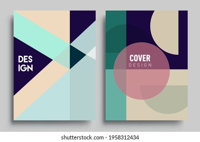 Modern geometric abstract background covers set. Colorful geometric background, set of A4 cover. Header design for flyer, book, info banner frame, title sheet. Modern design. Brochure template layout
