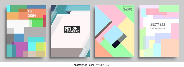 Fundas de fondo abstractas geométricas modernas. Composición de formas de gradiente frío, diseño de cubiertas vectoriales