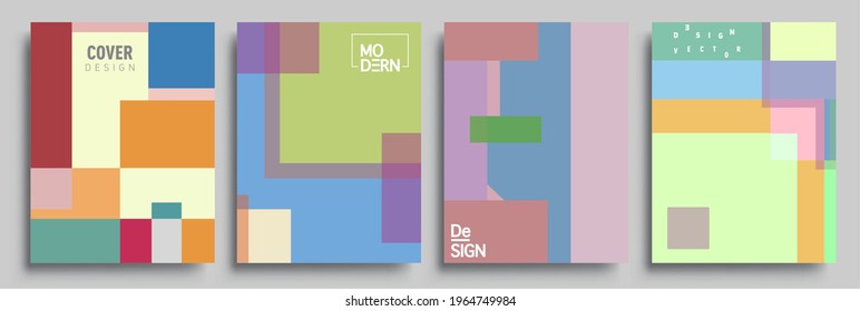 Modern geometric abstract background covers set. Colorful geometric background, set of A4 cover. Header design for flyer, book, info banner frame, title sheet. Modern design.