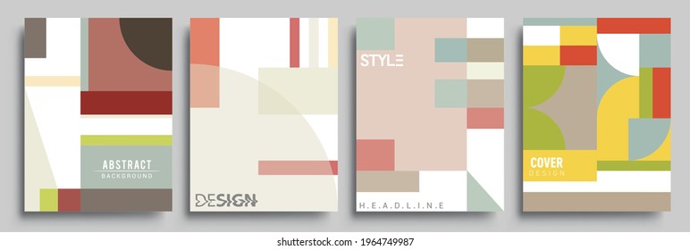 Modern geometric abstract background covers set. Colorful geometric background, set of A4 cover. Header design for flyer, book, info banner frame, title sheet. Modern design.