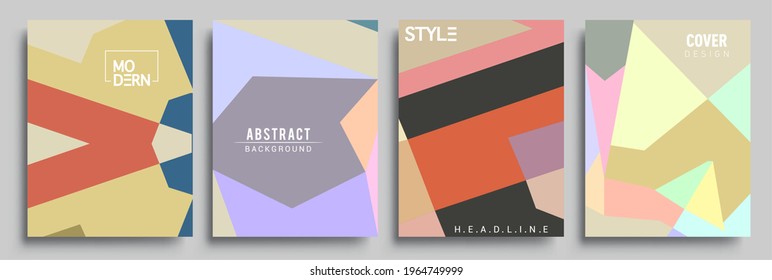 Modern geometric abstract background covers set. Colorful geometric background, set of A4 cover. Header design for flyer, book, info banner frame, title sheet. Modern design.