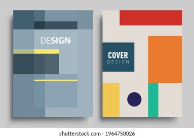 Modern geometric abstract background covers set. Colorful geometric background, set of A4 cover. Header design for flyer, book, info banner frame, title sheet. Modern design.