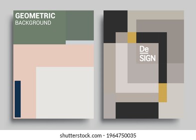 Modern geometric abstract background covers set. Colorful geometric background, set of A4 cover. Header design for flyer, book, info banner frame, title sheet. Modern design.