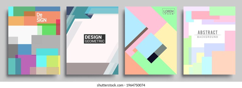 Modern geometric abstract background covers set. Colorful geometric background, set of A4 cover. Header design for flyer, book, info banner frame, title sheet. Modern design.