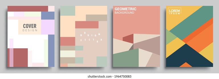 Modern geometric abstract background covers set. Colorful geometric background, set of A4 cover. Header design for flyer, book, info banner frame, title sheet. Modern design.