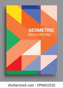 Fundas de fondo abstractas geométricas modernas. Fondo geométrico colorido, conjunto de la tapa A4. Diseño de cabecera para volante, libro, marco de pancarta info, hoja de título. Diseño moderno.