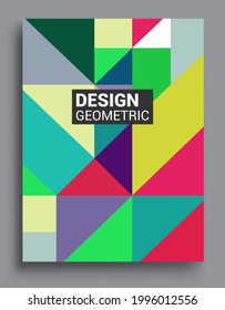 Modern geometric abstract background covers. Colorful geometric background, set of A4 cover. Header design for flyer, book, info banner frame, title sheet. Modern design.