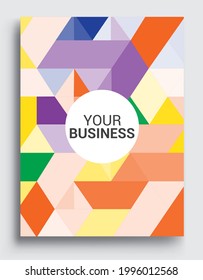 Modern geometric abstract background covers. Colorful geometric background, set of A4 cover. Header design for flyer, book, info banner frame, title sheet. Modern design.