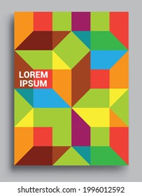 Fundas de fondo abstractas geométricas modernas. Fondo geométrico colorido, conjunto de la tapa A4. Diseño de cabecera para volante, libro, marco de pancarta info, hoja de título. Diseño moderno.