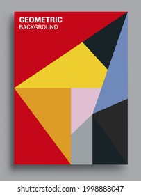 Modern geometric abstract background covers set. Colorful geometric background, set of A4 cover. Header design for flyer, book, info banner frame, title sheet. Modern design.