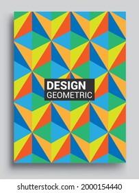 Modern geometric abstract background covers. Colorful geometric background, set of A4 cover. Header design for flyer, book, info banner frame, title sheet. Modern design.
