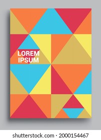Modern geometric abstract background covers. Colorful geometric background, set of A4 cover. Header design for flyer, book, info banner frame, title sheet. Modern design.