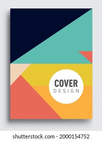 Modern geometric abstract background covers. Colorful geometric background, set of A4 cover. Header design for flyer, book, info banner frame, title sheet. Modern design.