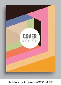 Modern geometric abstract background covers. Colorful geometric background, set of A4 cover. Header design for flyer, book, info banner frame, title sheet. Modern design.