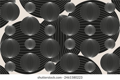Modern Geometric Abstract background. Geometry ornament in trend Cordel Woodcut style. Y2K Wireframe vector can used Web banner, poster, wall decoration. EPS 10 Editable stroke.