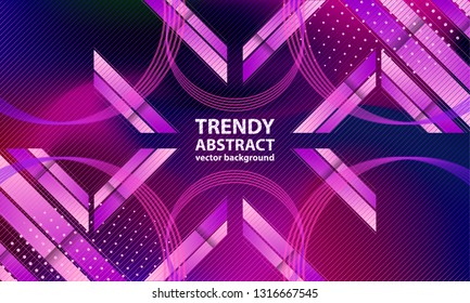 Modern geometric abstract background hipster bright blue banner with a trend gradient stripes textured