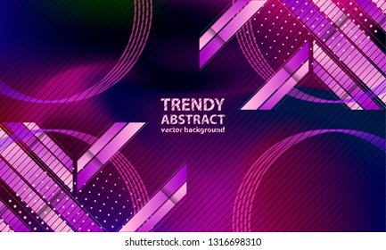 Modern geometric abstract background hipster bright blue banner with a trend gradient stripes textured business vector
