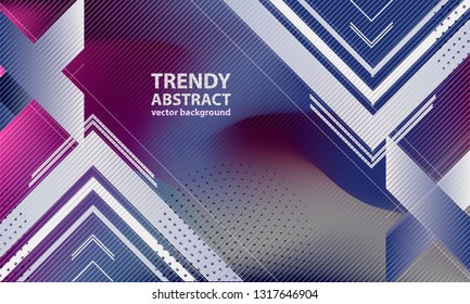 Modern geometric abstract background hipster bright blue banner with a trend gradient stripes textured