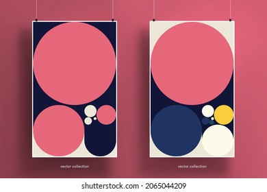 Modern geometric abstract background poster template. Cool colorful geometric shapes with Golden ratio composition. Vector illustration.