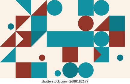 Moderner geometrischer abstrakter Hintergrund mit Teal Brown und Creme-Farben für kreative Designprojekte und Präsentationsvorlagen
