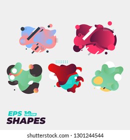 Modern geometric abstract badges Set. Color circles, lines and patterns composition. Eps10 vector.