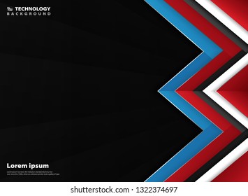 Modern geometric abstract of blue white red gradient background. You can use for technology presentation, ad, poster, web, cover, annual report. Illustration vector eps10