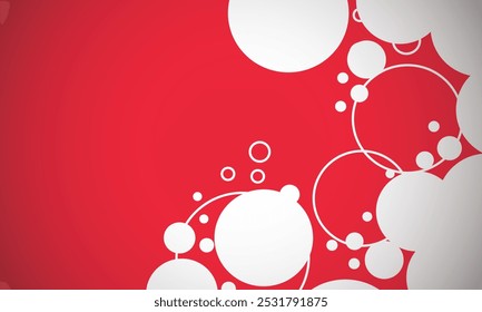 Modern geometric abstract design featuring white circles on a red background. Suitable for modern art, web design, or promotional graphics involving clean, minimalist patterns.