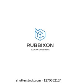 Modern geometric abstract hexagon logo design with blue color