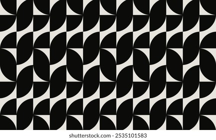 Modern Geometric Abstract Pattern in Black and White Bold, Minimalist Retro Art Design for Backgrounds, Wallpapers, Fashion Prints, and Home Decor Seamless Optical Illusion Pattern