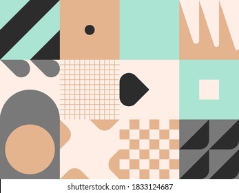 Diseño de patrones abstractos geométricos modernos con formas geométricas simples y formas coloridas básicas. Excelente para uso en artes de afiches, diseño web, presentación de marca, impresión de álbumes, textura de moda, etc.