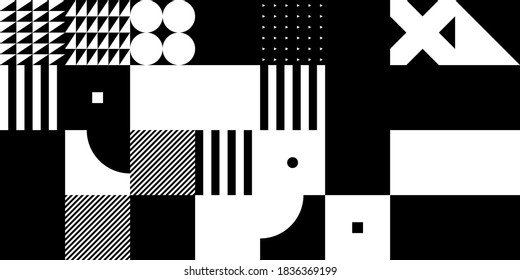 Diseño de patrones abstractos geométricos modernos con formas geométricas simples y formas coloridas básicas. Excelente para uso en artes de afiches, diseño web, presentación de marca, impresión de álbumes, textura de moda, etc.