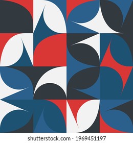 Modern geometric abstract pattern design with simple geometrical shapes and basic colorful forms. Great for use in poster arts, web design, branding presentation, album print, fashion texture and etc.