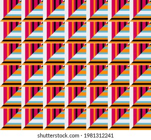Modern geometric abstract pattern design with simple geometrical shapes and basic colorful forms. Great for use in poster arts, web design, branding presentation, album print, fashion texture and etc.