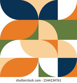 Modern geometric abstract pattern design with simple geometrical shapes and basic colorful forms. Great for use in poster arts, web design, branding presentation, album print, fashion.