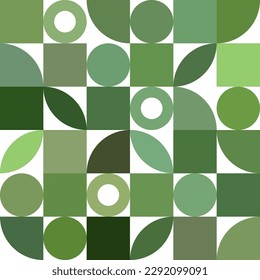 Modernes geometrisches abstraktes Musterdesign mit einfachen geometrischen Formen und einfachen bunten Formen in Grün. Hervorragend für die Verwendung in Posterkunst, Webdesign, Branding-Präsentation, Albumdruck, .