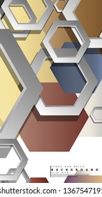 Modern geometric abstract vector templates stone and brick color compositions. Vector illustration