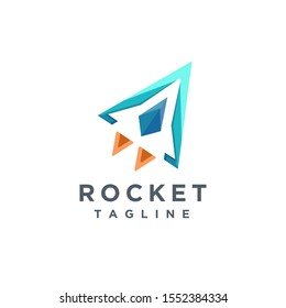 Modern Geometric Accelerate Rocket  Logo Icon Vector Template On White Background