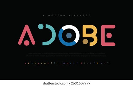 Modern geometric alphabet display font vector. Native typography style design 