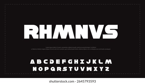 Modern geometric alphabet display font vector. Native typography style design