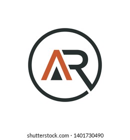modern geometric ar letter vector with circle concept logo design