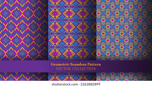 Modern geometric argyle seamless tracery collection. Turkish tracery ethnic patterns. Argyle diamond geometric vector repeating backdrop set. Cover background templates.