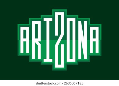 Modern Geometric Arizona Text Lettering with Green Border Design Element