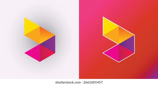  Logotipo geométrico moderno de la flecha con los Colores del degradado