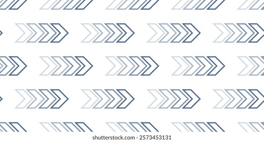 Modern geometric arrow pattern in shades of blue on a white background