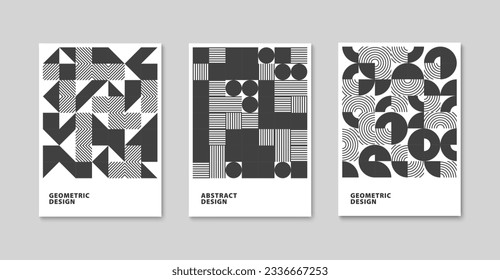 Modern geometric art background. Abstract circle, triangle and square pattern. Abstract colored pattern set. Vector illustration