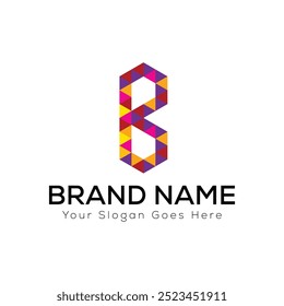 Modern geometric B letter logo design with colorful triangular shapes for a bold and creative brand identity

