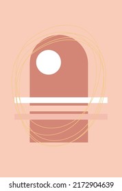 Modern geometric background. Boho style. Geometric shapes with texture. Modern aesthetic figures. Neutral geometric art. Boho abstraction. Minimalism.