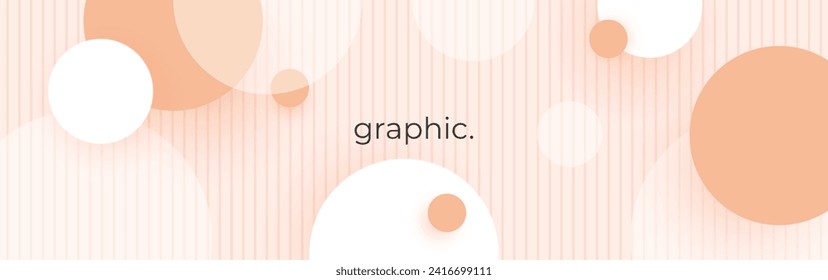 Modern geometric background with circles and lines. Abstract peach fuzz color vector banner.