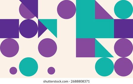 Modern geometric background with circles squares and triangles design layout